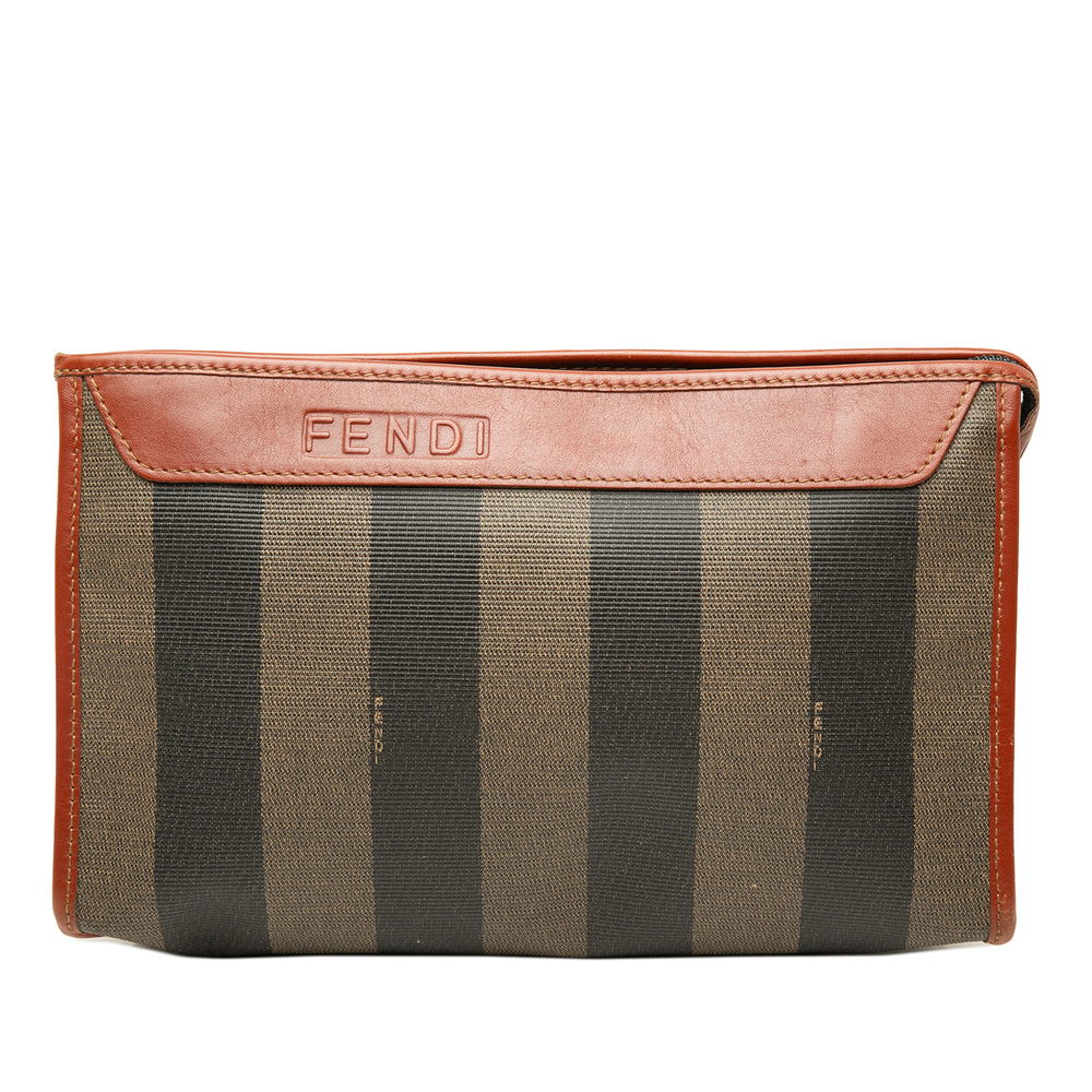 Pre-Loved Fendi Pequin Coated Canvas Cosmetic Clutch